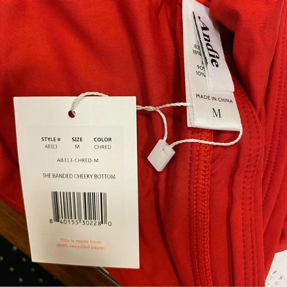 Andie Swim The Banded Cheeky Bottom Red Bikini Swimwear XS & M NWT - Picture 9 of 9